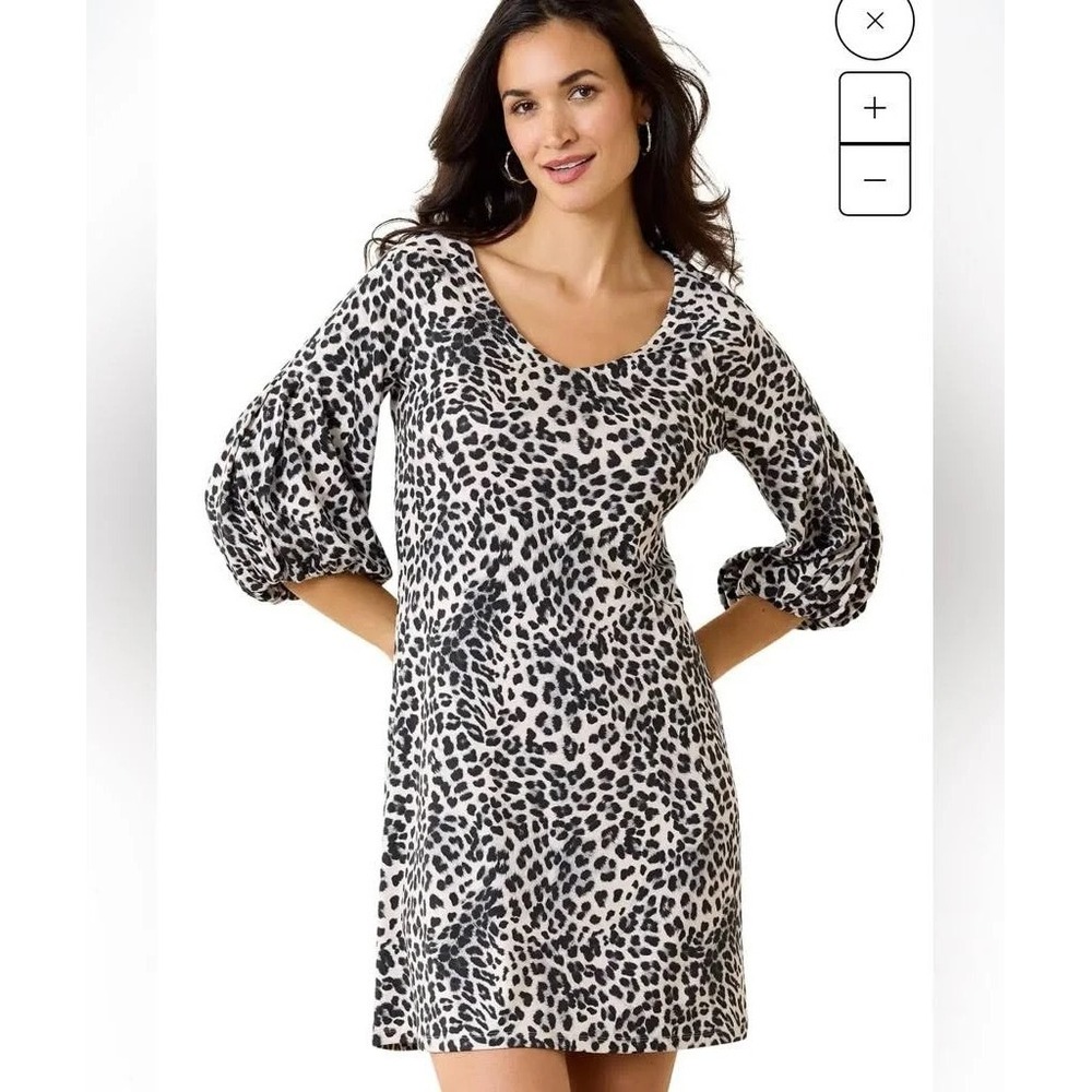 Tommy Bahama Darcy Lovely Leo Size Large‎ Leopard Balloon Sleeve Dress NWT - Picture 2 of 10
